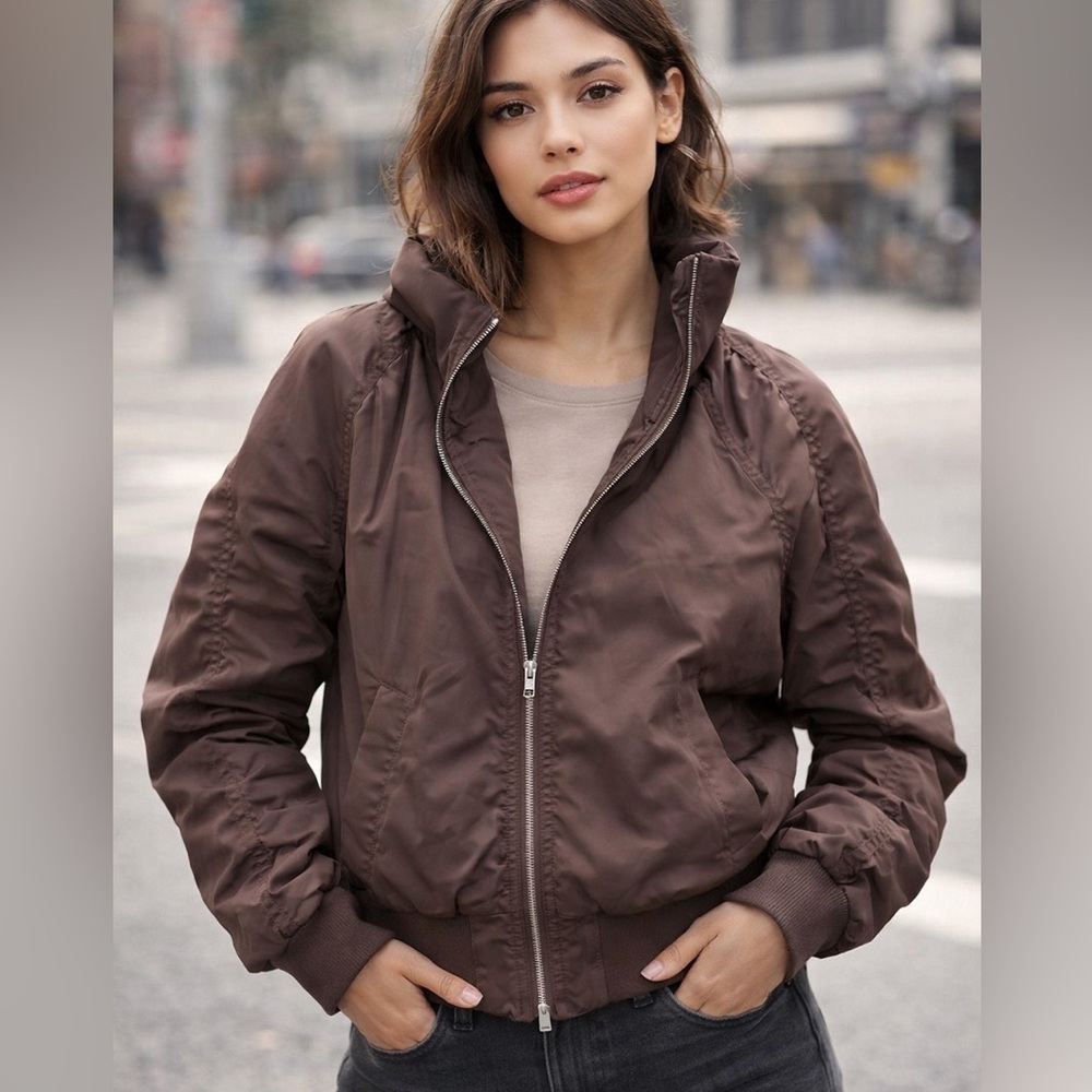 ATHLETA Jetset Bomber Jacket brown size xxs